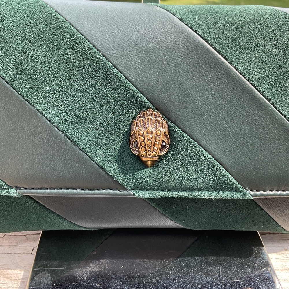 Kurt Geiger NWT London Kensington Velvet & Leather Crossbody – Emerald Green 🌟 - Picture 7 of 13